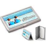 Brushed Silver Business Card Case